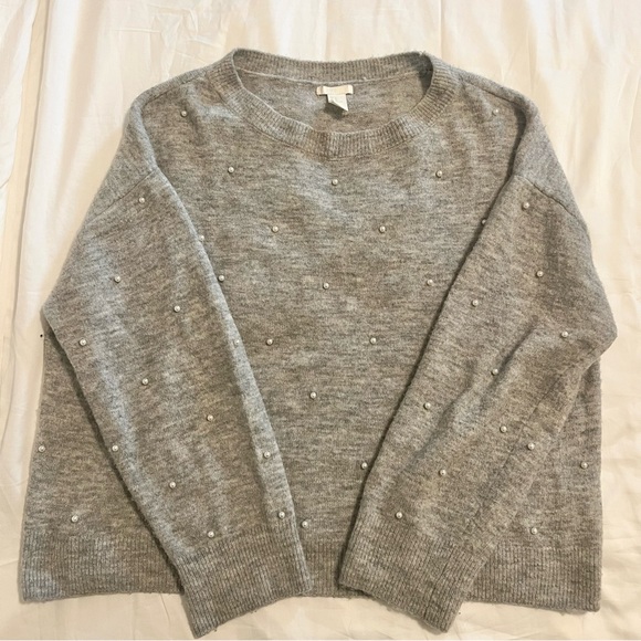 H&M Gray Beaded Pearl Wool Sweater. Size XL. - Picture 1 of 4